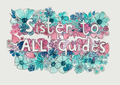 Decorative text 'Sister to All Guides' surrounded by colourful flowers in the trans flag on a light background