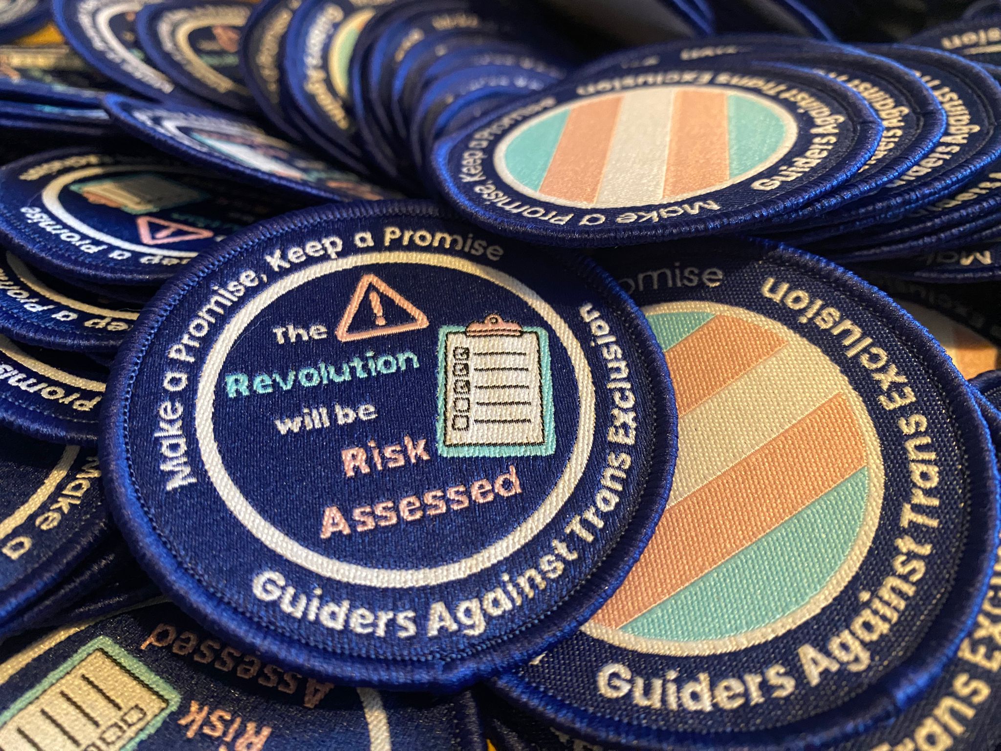 'The Revolution will be Risk Assessed' woven badge