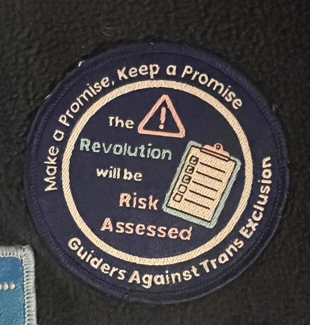 'The Revolution will be Risk Assessed' woven badge